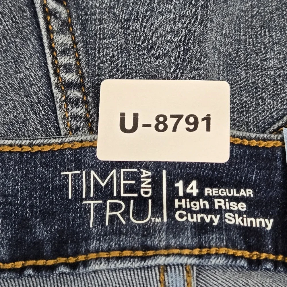 Time And Tru Women Jeans 14 Blue Denim High Rise Curvy‎ Skinny 29